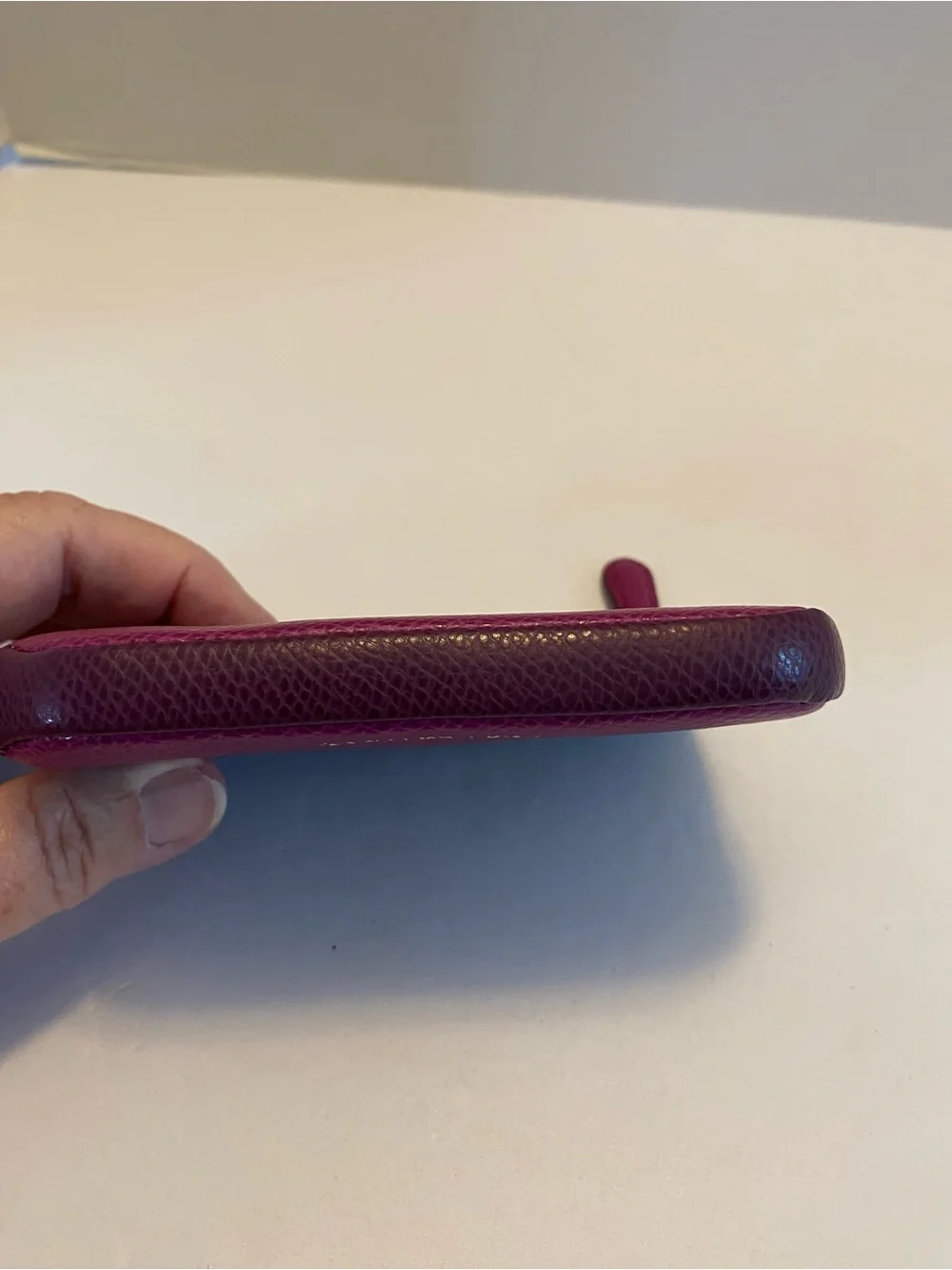 Vera Bradley Zip Card Pouch Leather Fuchsia Purple/ Plum Small Wallet NWT
